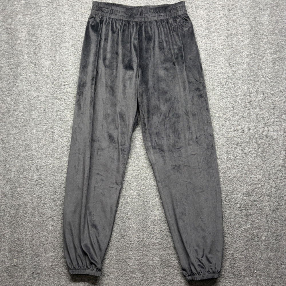 PINK Victoria's Secret Womens Velour Joggers Dark Gray Elastic Waist Small S